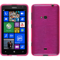PhoneNatic Case kompatibel mit  Nokia Lumia 625 - pink Silikon Hülle brushed + 2 Schutzfolien