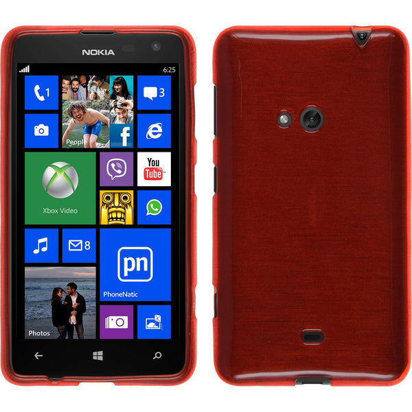 PhoneNatic Case kompatibel mit  Nokia Lumia 625 - rot Silikon Hülle brushed + 2 Schutzfolien