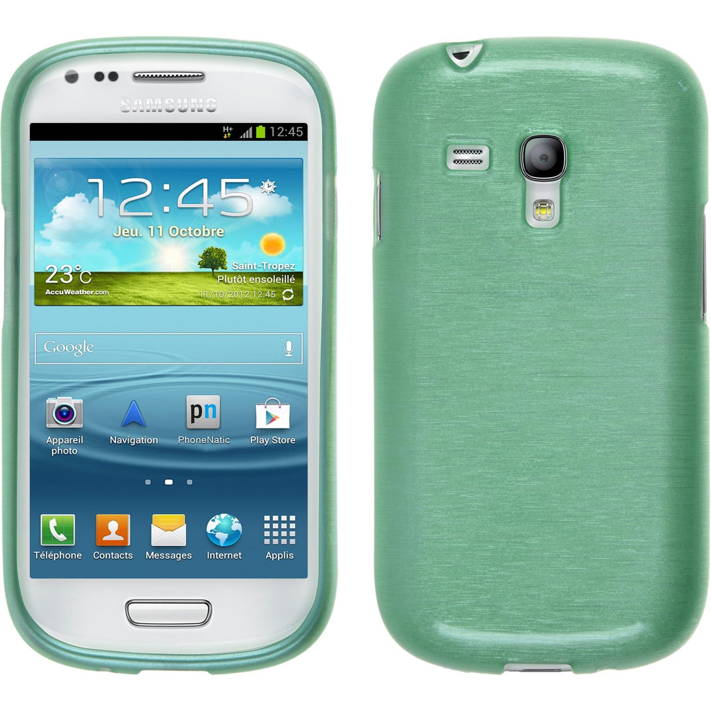PhoneNatic Case kompatibel mit Samsung Galaxy S3 Mini - grün Silikon Hülle brushed Cover