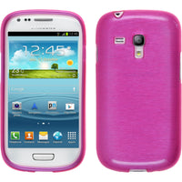 PhoneNatic Case kompatibel mit Samsung Galaxy S3 Mini - pink Silikon Hülle brushed Cover