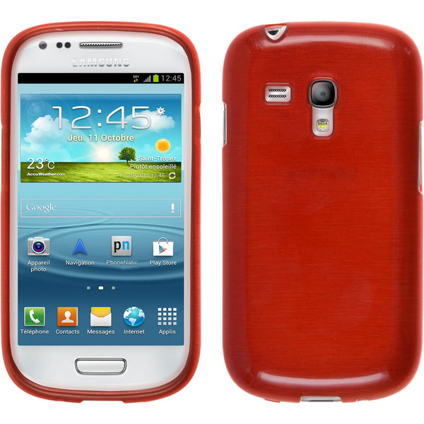 PhoneNatic Case kompatibel mit Samsung Galaxy S3 Mini - rot Silikon Hülle brushed Cover