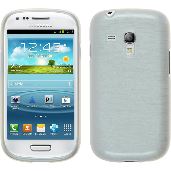 PhoneNatic Case kompatibel mit Samsung Galaxy S3 Mini - weiß Silikon Hülle brushed Cover
