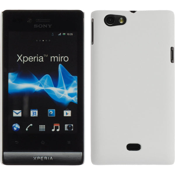 PhoneNatic Case kompatibel mit Sony Xperia miro - weiß Silikon Hülle gummiert + 2 Schutzfolien