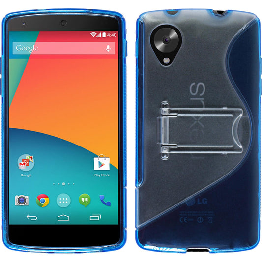 PhoneNatic Case kompatibel mit Google Nexus 5 - blau Silikon Hülle  + 2 Schutzfolien