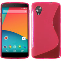 PhoneNatic Case kompatibel mit Google Nexus 5 - pink Silikon Hülle S-Style + 2 Schutzfolien