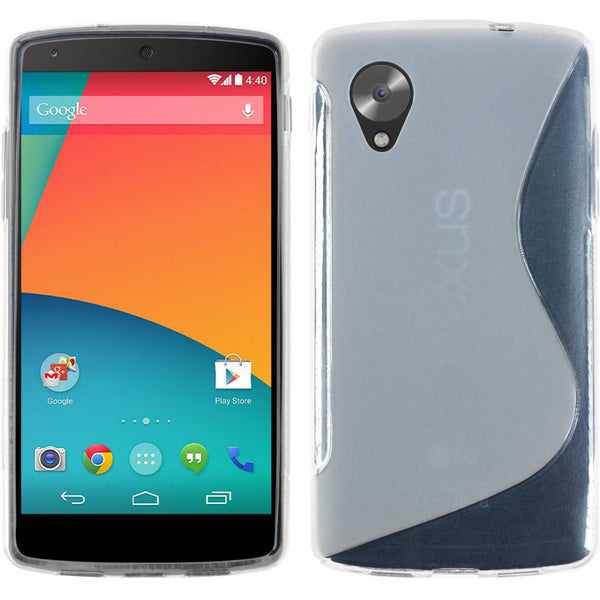 PhoneNatic Case kompatibel mit Google Nexus 5 - clear Silikon Hülle S-Style + 2 Schutzfolien