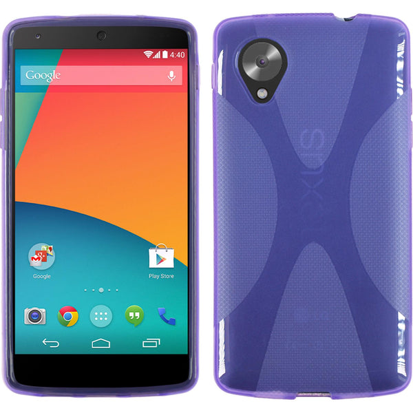 PhoneNatic Case kompatibel mit Google Nexus 5 - lila Silikon Hülle X-Style + 2 Schutzfolien