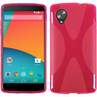PhoneNatic Case kompatibel mit Google Nexus 5 - pink Silikon Hülle X-Style + 2 Schutzfolien