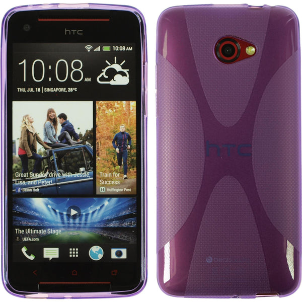 PhoneNatic Case kompatibel mit HTC Butterfly S - lila Silikon Hülle X-Style + 2 Schutzfolien