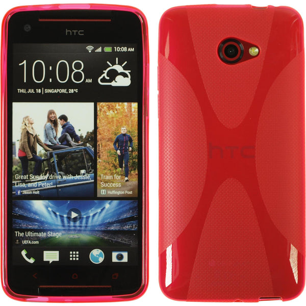 PhoneNatic Case kompatibel mit HTC Butterfly S - pink Silikon Hülle X-Style + 2 Schutzfolien