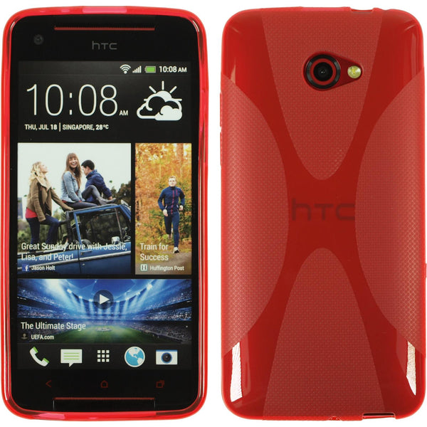 PhoneNatic Case kompatibel mit HTC Butterfly S - rot Silikon Hülle X-Style + 2 Schutzfolien