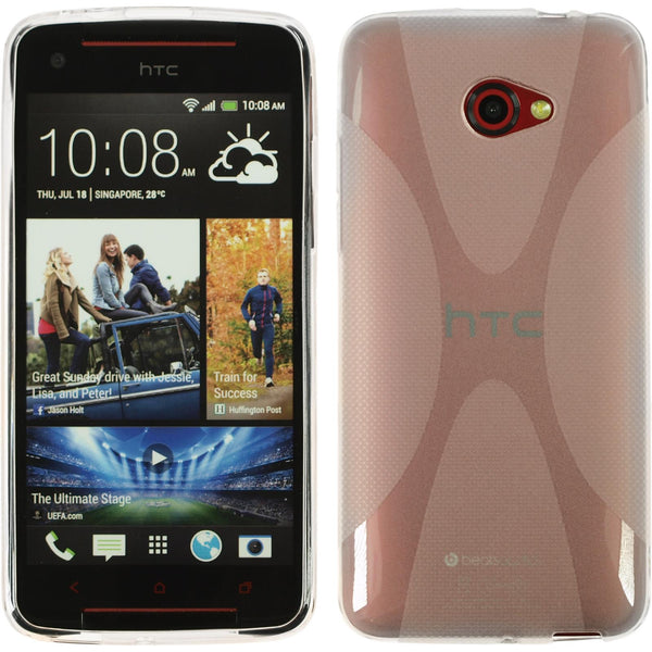 PhoneNatic Case kompatibel mit HTC Butterfly S - clear Silikon Hülle X-Style + 2 Schutzfolien