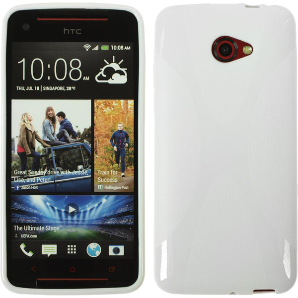 PhoneNatic Case kompatibel mit HTC Butterfly S - weiß Silikon Hülle X-Style + 2 Schutzfolien