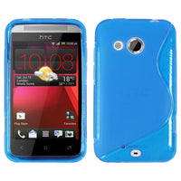 PhoneNatic Case kompatibel mit HTC Desire 200 - blau Silikon Hülle S-Style + 2 Schutzfolien