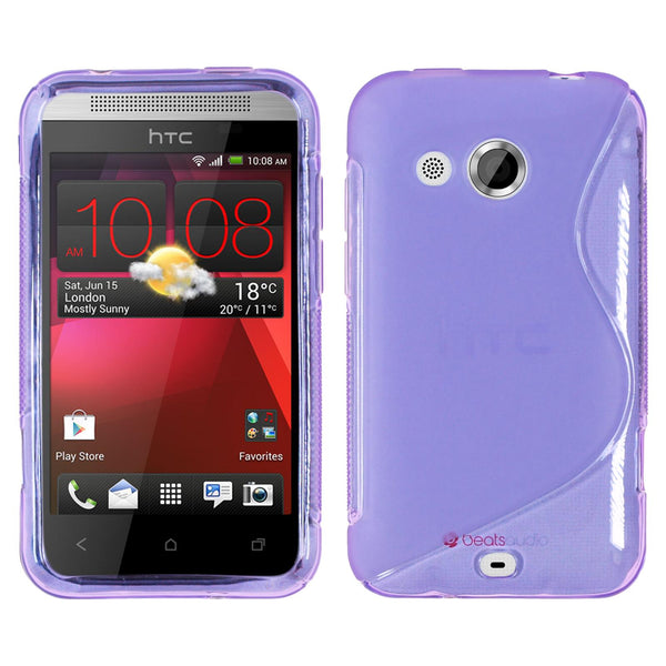 PhoneNatic Case kompatibel mit HTC Desire 200 - lila Silikon Hülle S-Style + 2 Schutzfolien