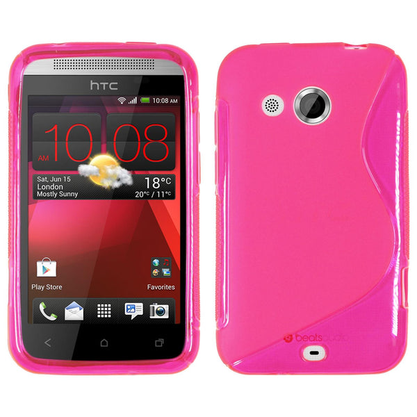 PhoneNatic Case kompatibel mit HTC Desire 200 - pink Silikon Hülle S-Style + 2 Schutzfolien