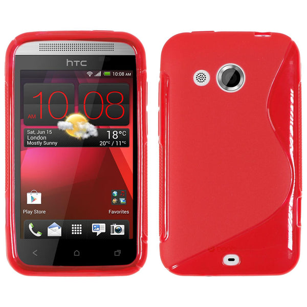 PhoneNatic Case kompatibel mit HTC Desire 200 - rot Silikon Hülle S-Style + 2 Schutzfolien