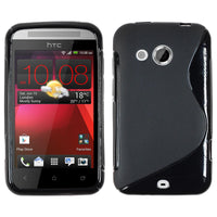 PhoneNatic Case kompatibel mit HTC Desire 200 - schwarz Silikon Hülle S-Style + 2 Schutzfolien