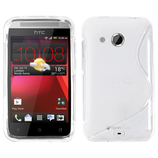 PhoneNatic Case kompatibel mit HTC Desire 200 - clear Silikon Hülle S-Style + 2 Schutzfolien