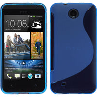 PhoneNatic Case kompatibel mit HTC Desire 300 - blau Silikon Hülle S-Style + 2 Schutzfolien