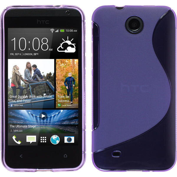 PhoneNatic Case kompatibel mit HTC Desire 300 - lila Silikon Hülle S-Style + 2 Schutzfolien