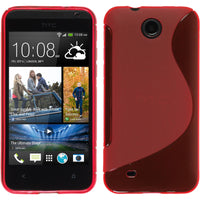 PhoneNatic Case kompatibel mit HTC Desire 300 - rot Silikon Hülle S-Style + 2 Schutzfolien