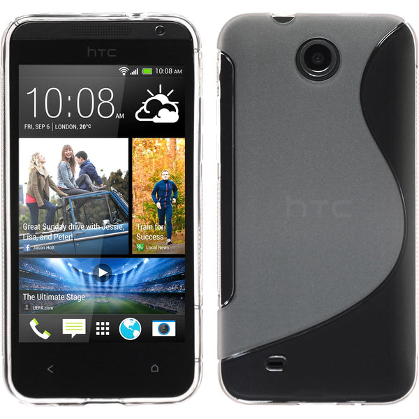 PhoneNatic Case kompatibel mit HTC Desire 300 - clear Silikon Hülle S-Style + 2 Schutzfolien