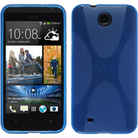 PhoneNatic Case kompatibel mit HTC Desire 300 - blau Silikon Hülle X-Style + 2 Schutzfolien