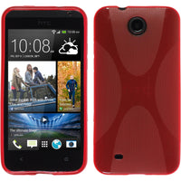 PhoneNatic Case kompatibel mit HTC Desire 300 - rot Silikon Hülle X-Style + 2 Schutzfolien