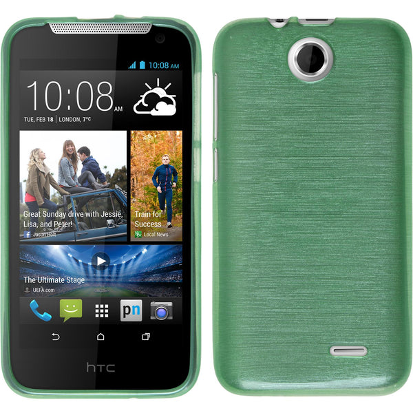 PhoneNatic Case kompatibel mit HTC Desire 310 - grün Silikon Hülle brushed + 2 Schutzfolien