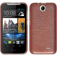 PhoneNatic Case kompatibel mit HTC Desire 310 - rosa Silikon Hülle brushed + 2 Schutzfolien