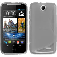 PhoneNatic Case kompatibel mit HTC Desire 310 - grau Silikon Hülle S-Style + 2 Schutzfolien