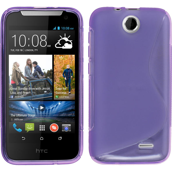 PhoneNatic Case kompatibel mit HTC Desire 310 - lila Silikon Hülle S-Style + 2 Schutzfolien