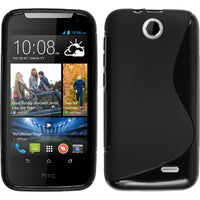 PhoneNatic Case kompatibel mit HTC Desire 310 - schwarz Silikon Hülle S-Style + 2 Schutzfolien