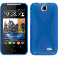PhoneNatic Case kompatibel mit HTC Desire 310 - blau Silikon Hülle X-Style + 2 Schutzfolien