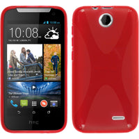 PhoneNatic Case kompatibel mit HTC Desire 310 - rot Silikon Hülle X-Style + 2 Schutzfolien