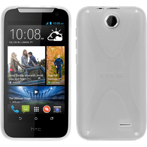 PhoneNatic Case kompatibel mit HTC Desire 310 - clear Silikon Hülle X-Style + 2 Schutzfolien