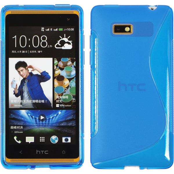 PhoneNatic Case kompatibel mit HTC Desire 600 - blau Silikon Hülle S-Style + 2 Schutzfolien