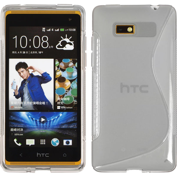 PhoneNatic Case kompatibel mit HTC Desire 600 - grau Silikon Hülle S-Style + 2 Schutzfolien
