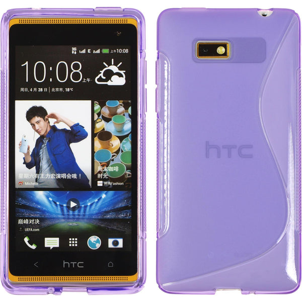 PhoneNatic Case kompatibel mit HTC Desire 600 - lila Silikon Hülle S-Style + 2 Schutzfolien