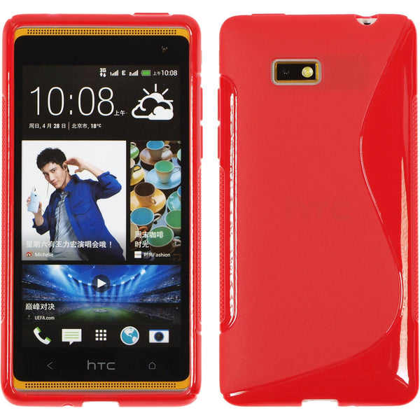 PhoneNatic Case kompatibel mit HTC Desire 600 - rot Silikon Hülle S-Style + 2 Schutzfolien