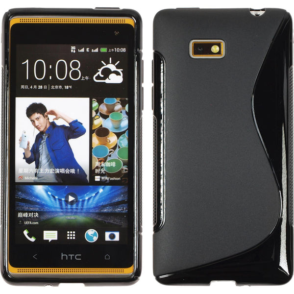 PhoneNatic Case kompatibel mit HTC Desire 600 - schwarz Silikon Hülle S-Style + 2 Schutzfolien