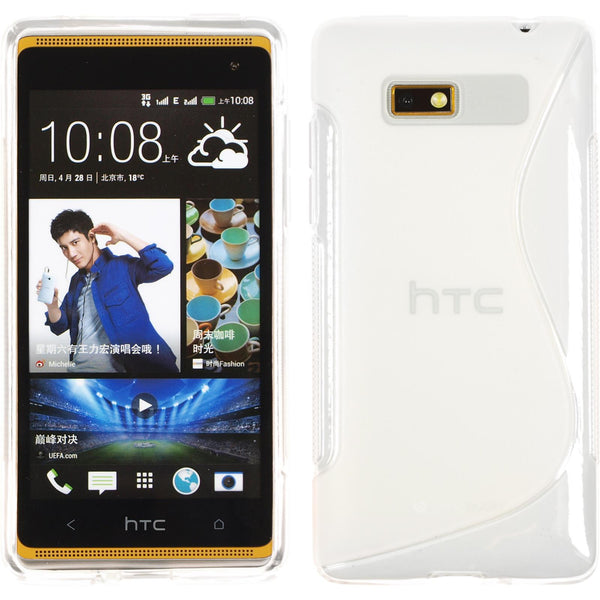 PhoneNatic Case kompatibel mit HTC Desire 600 - clear Silikon Hülle S-Style + 2 Schutzfolien