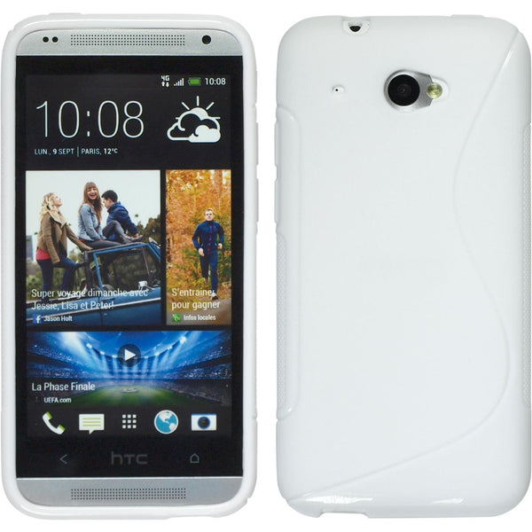 PhoneNatic Case kompatibel mit HTC Desire 601 - weiﬂ Silikon Hülle S-Style + 2 Schutzfolien