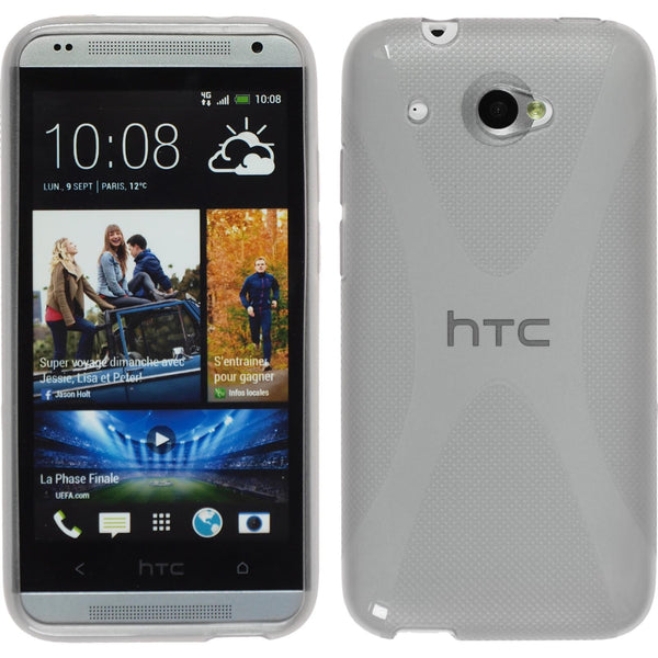 PhoneNatic Case kompatibel mit HTC Desire 601 - grau Silikon Hülle X-Style + 2 Schutzfolien