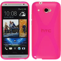 PhoneNatic Case kompatibel mit HTC Desire 601 - pink Silikon Hülle X-Style + 2 Schutzfolien