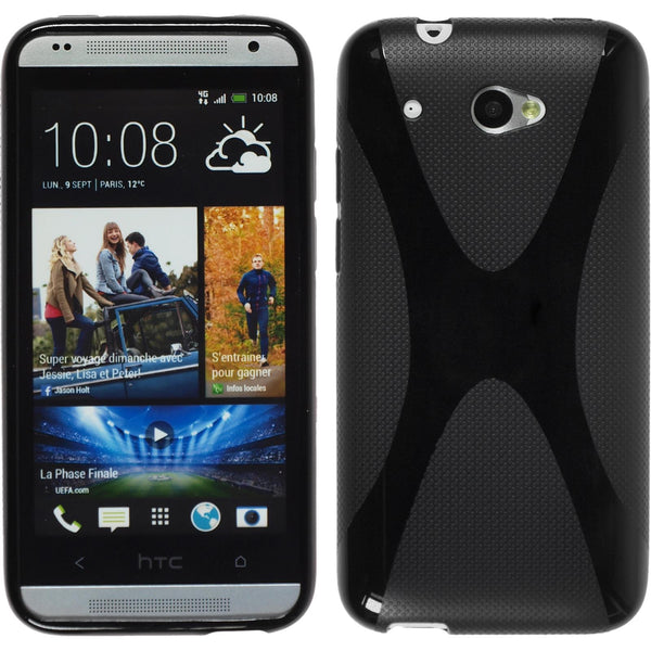 PhoneNatic Case kompatibel mit HTC Desire 601 - schwarz Silikon Hülle X-Style + 2 Schutzfolien