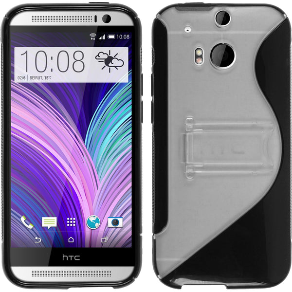 PhoneNatic Case kompatibel mit HTC One M8 - schwarz Silikon Hülle  + 2 Schutzfolien