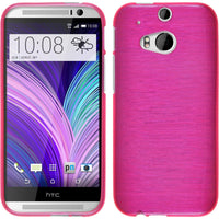 PhoneNatic Case kompatibel mit HTC One M8 - pink Silikon Hülle brushed + 2 Schutzfolien