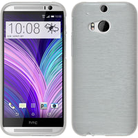 PhoneNatic Case kompatibel mit HTC One M8 - weiﬂ Silikon Hülle brushed + 2 Schutzfolien